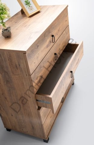 Retro Genç Odası Takımı - Siyah/Çam (yatak-baza-başlık hariç)