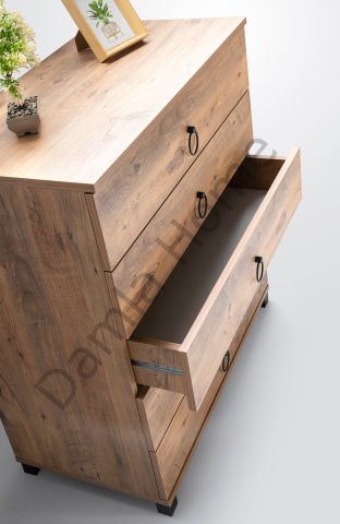 Retro Genç Odası Takımı - Siyah/Çam (yatak-baza-başlık hariç)