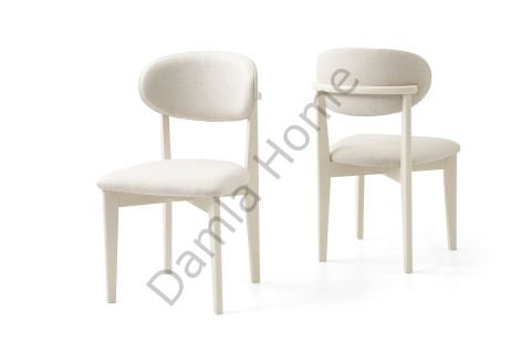 Norte Ahşap Sandalye - Traverten/Krem Kumaş