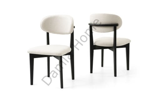 Norte Ahşap Sandalye - Siyah/Krem Kumaş