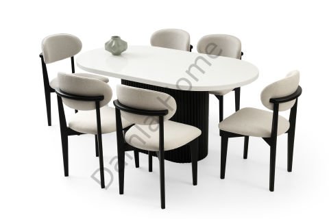 Asos Masa Sandalye Takımı - Beyaz/Siyah