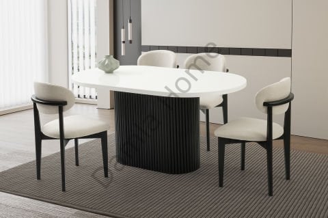 Asos Masa Sandalye Takımı - Beyaz/Siyah