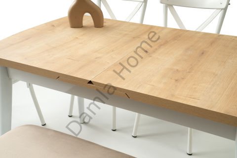 Kelebek Masa Sandalye Takımı - Meşe/Beyaz