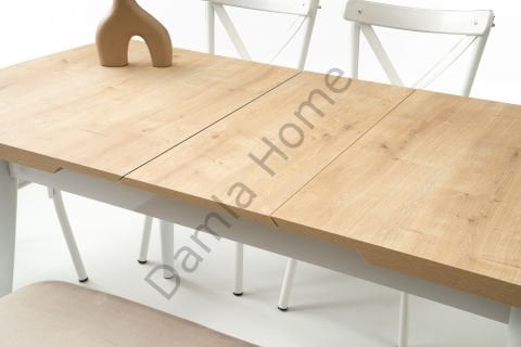 Kelebek Masa Sandalye Takımı - Meşe/Beyaz