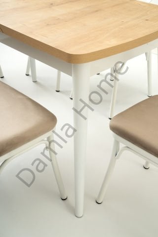 Kelebek Masa Sandalye Takımı - Meşe/Beyaz