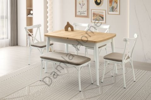Kelebek Masa Sandalye Takımı - Meşe/Beyaz