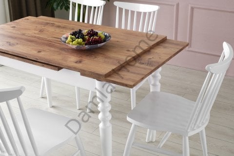 Cunda Masa Sandalye Takımı - Çam/Beyaz