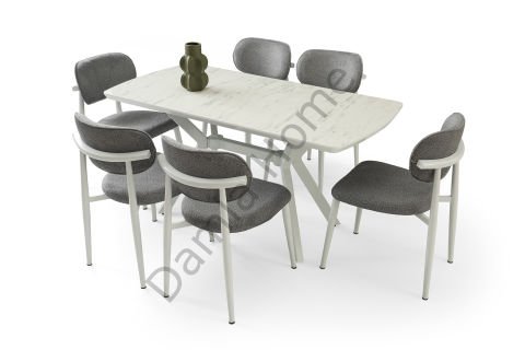 Venedik Masa Sandalye Takımı - Marmo/Beyaz