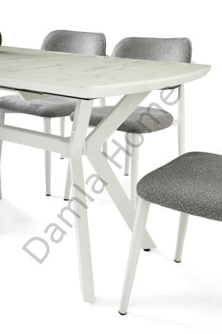 Venedik Masa Sandalye Takımı - Marmo/Beyaz