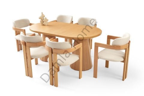Lora Masa Sandalye Takımı - Kayın/Naturel