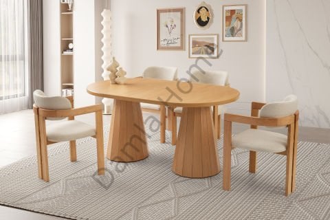 Lora Masa Sandalye Takımı - Kayın/Naturel