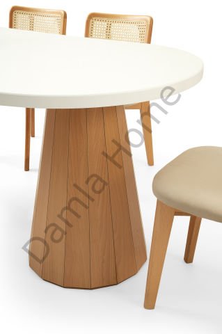 Lora Masa Sandalye Takımı - Beyaz/Naturel