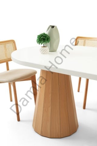 Lora Masa Sandalye Takımı - Beyaz/Naturel