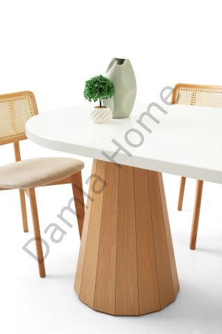 Lora Masa Sandalye Takımı - Beyaz/Naturel