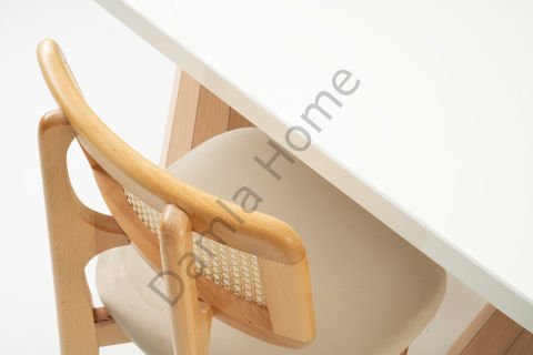 Lora Masa Sandalye Takımı - Beyaz/Naturel