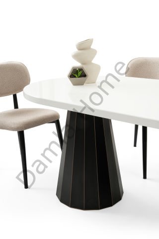 Lora Masa Sandalye Takımı - Beyaz/Siyah