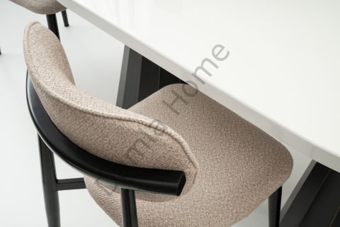 Lora Masa Sandalye Takımı - Beyaz/Siyah