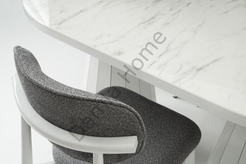 Lora Masa Sandalye Takımı - Marmo/Beyaz