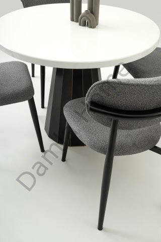 Bohem Masa Sandalye Takımı - Beyaz/Siyah