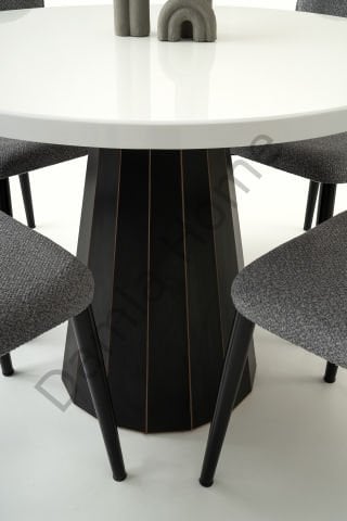 Bohem Masa Sandalye Takımı - Beyaz/Siyah