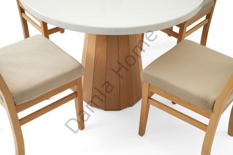 Bohem Masa Sandalye Takımı - Beyaz/Naturel