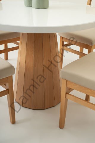 Bohem Masa Sandalye Takımı - Beyaz/Naturel