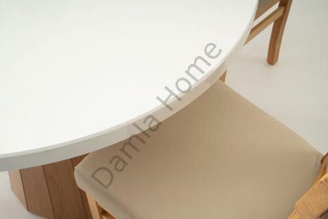 Bohem Masa Sandalye Takımı - Beyaz/Naturel