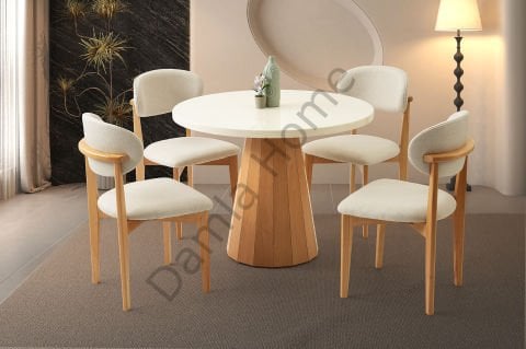 Bohem Masa Sandalye Takımı - Ekru/Naturel