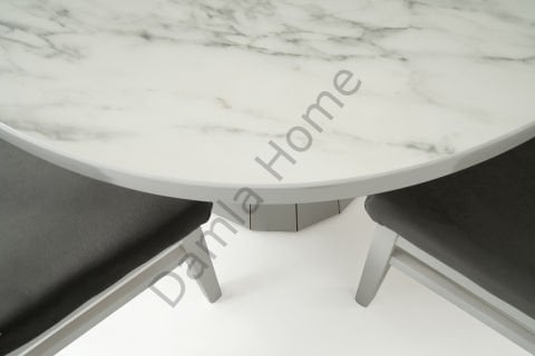 Bohem Masa Sandalye Takımı - Marmo/Beyaz