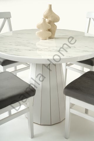 Bohem Masa Sandalye Takımı - Marmo/Beyaz