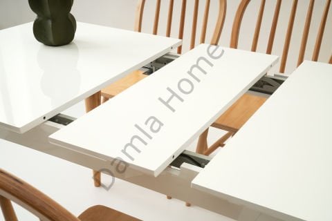 Eliz Masa Sandalye Takımı - Beyaz/Naturel