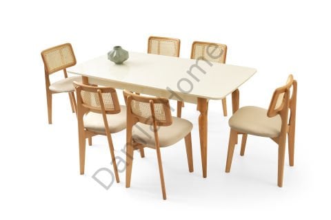 Eliz Masa Sandalye Takımı - Ekru/Naturel