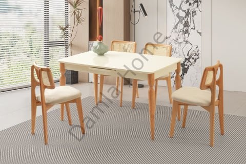 Eliz Masa Sandalye Takımı - Ekru/Naturel