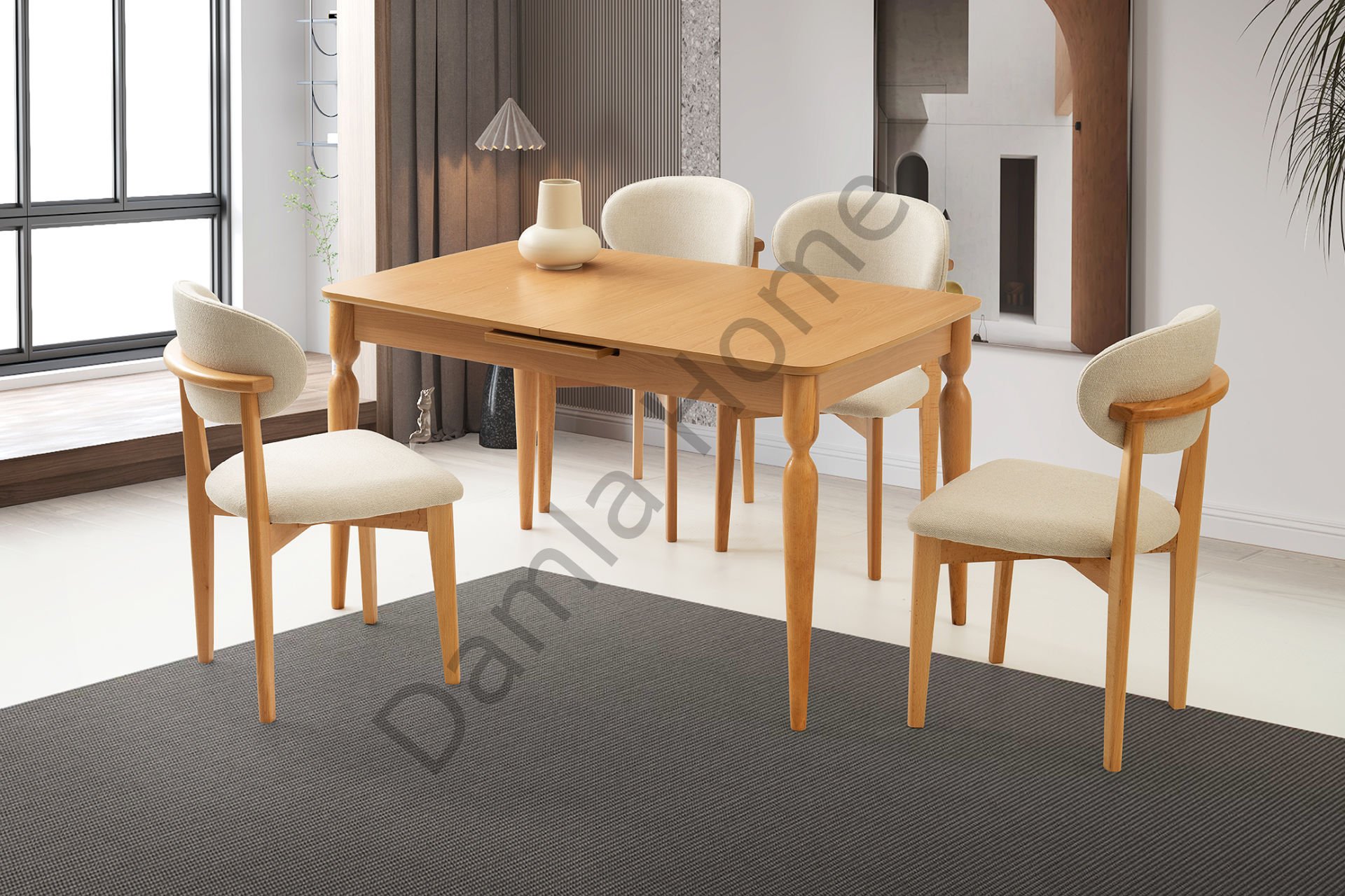 Eliz Masa Sandalye Takımı - Kayın/Naturel