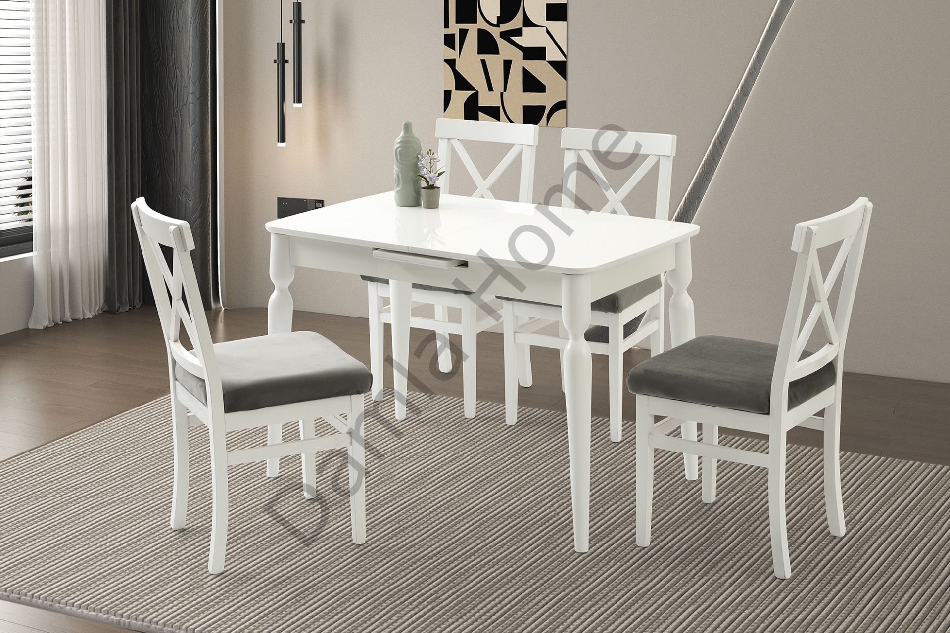 Damla Masa Sandalye Takımı - Beyaz