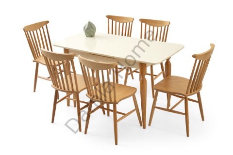 Damla Masa Sandalye Takımı - Ekru/Naturel