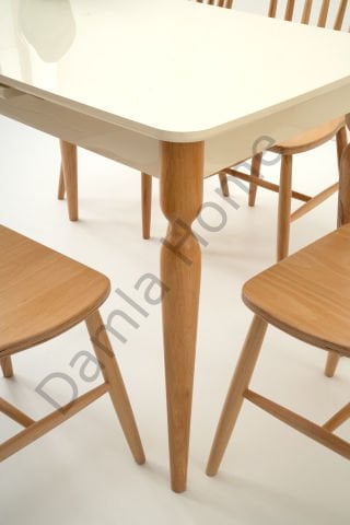 Damla Masa Sandalye Takımı - Ekru/Naturel