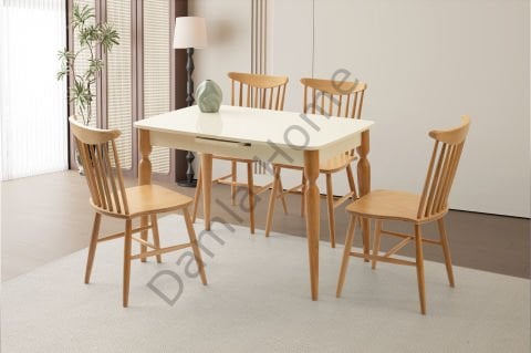 Damla Masa Sandalye Takımı - Ekru/Naturel