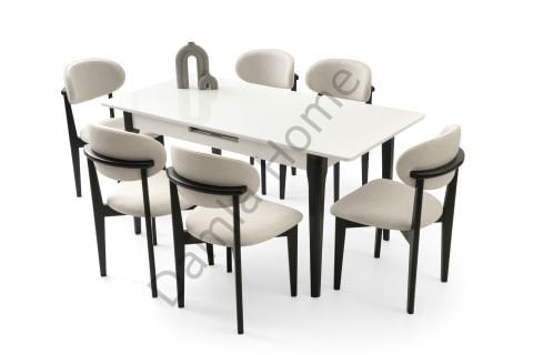 Paris Masa Sandalye Takımı - Beyaz/Siyah