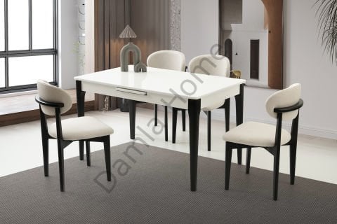 Paris Masa Sandalye Takımı - Beyaz/Siyah