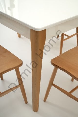 Paris Masa Sandalye Takımı - Beyaz/Naturel