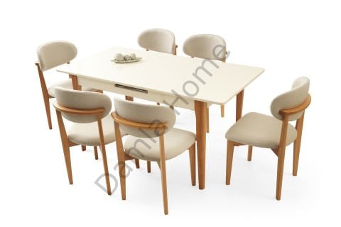 Paris Masa Sandalye Takımı - Ekru/Naturel