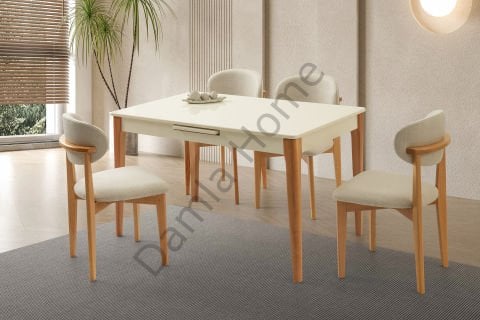 Paris Masa Sandalye Takımı - Ekru/Naturel