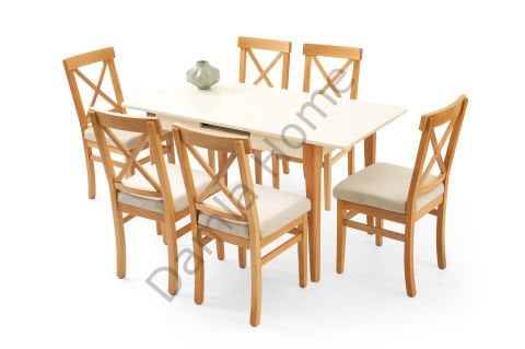 Göksu Masa Sandalye Takımı - Ekru/Naturel