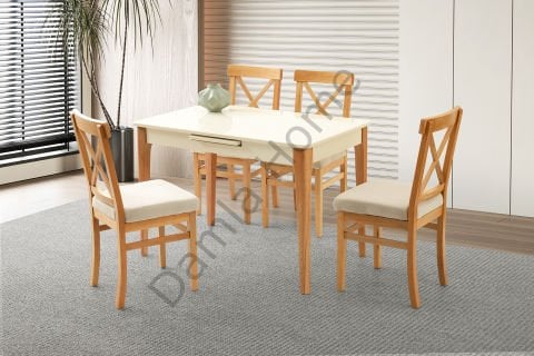 Göksu Masa Sandalye Takımı - Ekru/Naturel