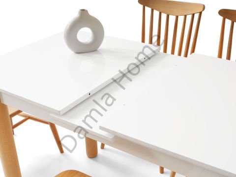 Ares Masa Sandalye Takımı - Beyaz/Naturel