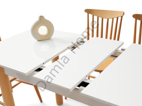 Ares Masa Sandalye Takımı - Beyaz/Naturel