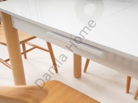 Ares Masa Sandalye Takımı - Beyaz/Naturel