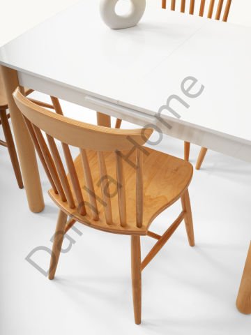 Ares Masa Sandalye Takımı - Beyaz/Naturel