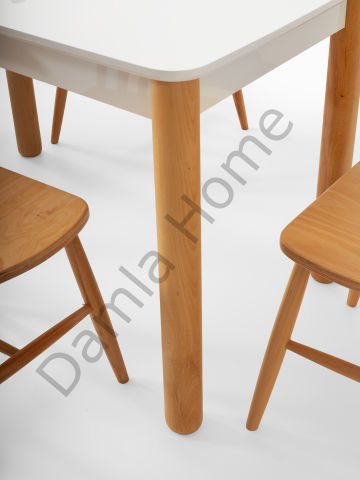 Ares Masa Sandalye Takımı - Beyaz/Naturel